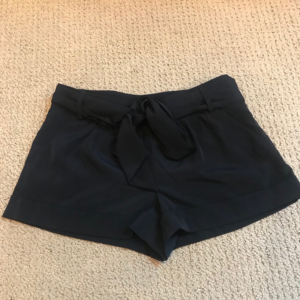 Black dressy shorts with tie belt